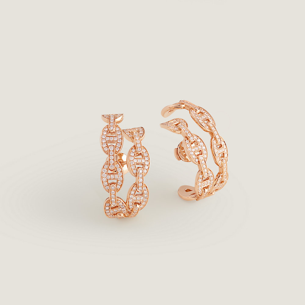 【エレガントに】HERMES Chaine d'Ancre Enchainee earrings HERMES Chaine d'Ancre Enchainee Earrings WG Diamonds